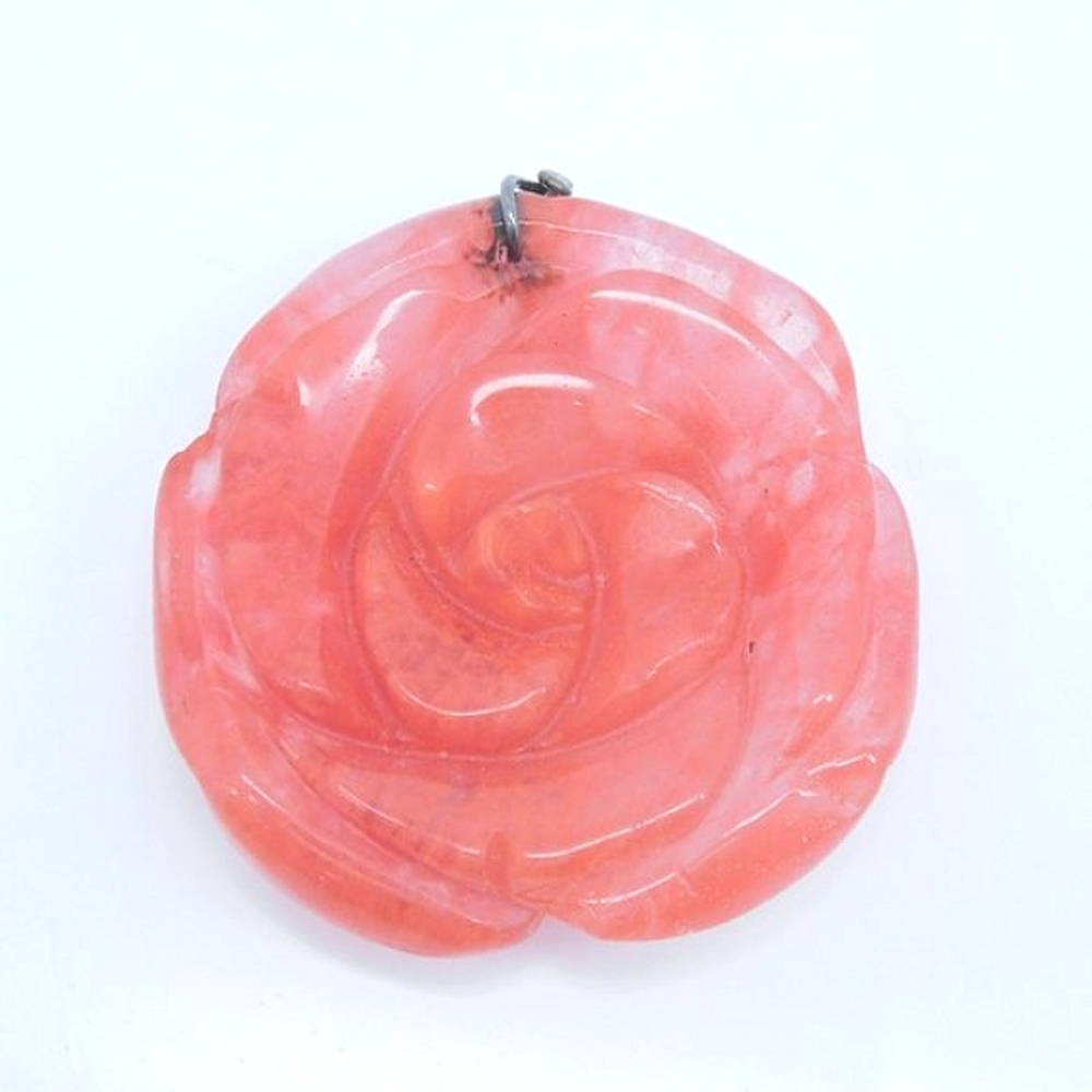 Extra Large Antique Molded Glass Rose Pendant.